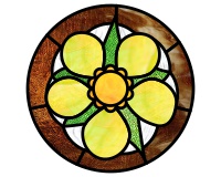 (image for) Mock strawberry yellow flower, stained glass round pattern