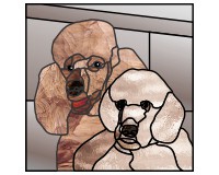 (image for) Two new poodles, custom pet pattern, pair of dogs