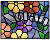 (image for) Norah floral name pattern for stained glass and glass painting