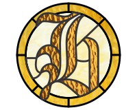 Old english "H" round, pattern for stained glass (image for) Old english "H" round, pattern for stained glass