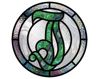 Old English "J" round pattern for stained glass (image for) Old English "J" round pattern for stained glass