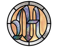 (image for) Old English "M" round, pattern for stained glass