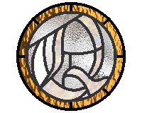 (image for) Old English "Q" alphabet round for stained glass