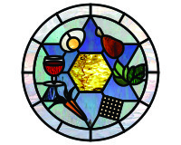 (image for) Passover, Pesach plate stained glass pattern w border