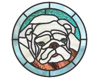 (image for) Pug, round with border, pattern for glass
