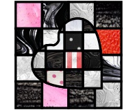 (image for) Quilt block checkers and hearts, stained glass valentine