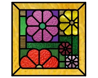 (image for) Quilt 1 - "my gardern" - quilt blocks for glass