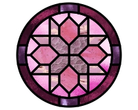 (image for) Quilt 10 - "rounded star" glass pattern of quilt block star