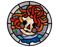 (image for) Raggedy Ann round pattern for stained glass