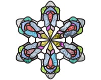 (image for) Real snowflake 5 simpler, stained glass pattern suncatcher