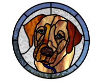 (image for) Red labradore retriever round pattern for stained glass