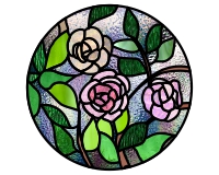 (image for) Rose sketch, round, no border, stained glass, glass painting