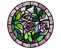 (image for) Rose sketch, round, border, glass pattern