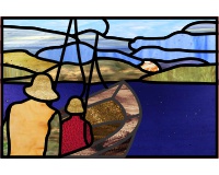 (image for) Row boat grandpa and grandson fishing