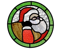 (image for) Santa Clause and sack, round, pattern - stained glass suncatcher