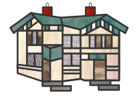 (image for) Sara's house, simple, suncatcher for Altadena fire victims