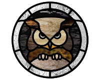 (image for) Screech owl round pattern for stained glass and glass fusing
