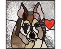(image for) Shelty mix (dog) stained glass pattern without border