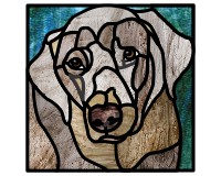 (image for) Silver Labrador, puppy, stained glass pattern