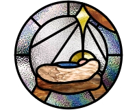 (image for) Simple manger suncatcher 1a, nativity, creche pattern cozy