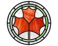 (image for) Simple maple leaf, round, two borders