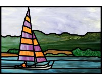 (image for) Small sailboat and lake a (landscape)