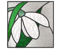 (image for) Snowdrop (snow drop) flower simple square pattern, stained glass