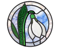 (image for) Snowdrop, single flower, leaf,