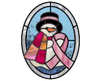 Snowman breast cancer ribbon 1, stained glass pattern (image for) Snowman breast cancer ribbon 1, stained glass pattern