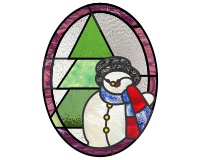 (image for) Snowman christmas tree var 1, oval pattern, glass painting