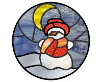 (image for) Snowman and crescent moon round