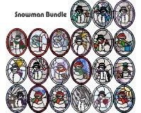 (image for) Snowman bundle (21 oval patterns for stained glass and painting)