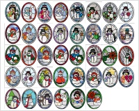 (image for) Snowman bundle, 38 patterns for stained glass, pdf