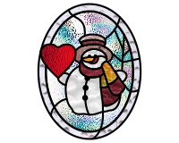 (image for) Snowman valentine, oval pattern for stained glass