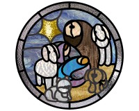 (image for) Soft nativity (creche kitty dog two lambs mary joseph baby star)