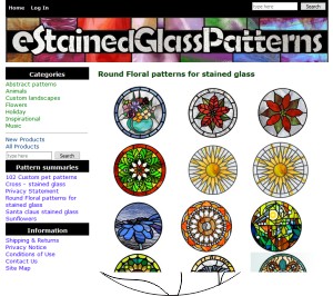 many floral and flower and leaves round stained glass patterns