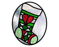 (image for) Stocking heart diamonds, suncatcher and glass painting pattern