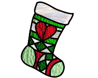 (image for) Stocking, heart, diamonds suncatcher