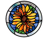 (image for) Sunflower, round, border, pattern for glass