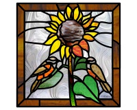 (image for) sunflower and two birds, version 2, for stained glass
