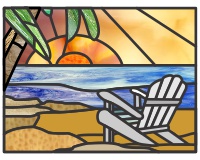 (image for) Sunset palm trees adirondack chair 1