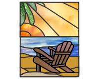 (image for) Sunset palm trees adirondack chair 11x14 stained glass pattern
