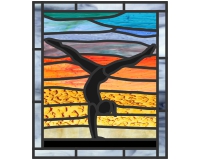 (image for) Sunset gymnast Silhouette stained glass pattern
