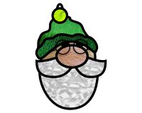 elf with separate wire glasses, added after suncatcher is made stained glass 