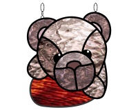 (image for) Teddy bear pillow suncatcher, pattern for stained glass