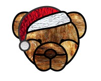 (image for) Teddy bear Santa hat suncatcher, stained glass pattern