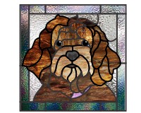 (image for) Toy poodle, stained glass, glass painting, printable pattern