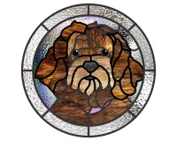 (image for) Toy poodle, round, stained glass pattern, memorial pattern