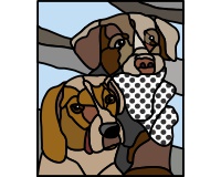 (image for) Basset-Beagle mix and silver lab - two dog stained glass pattern