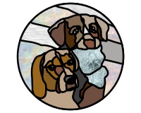 (image for) Basset-Beagle mix, silver lab - two dogs round simpler pattern